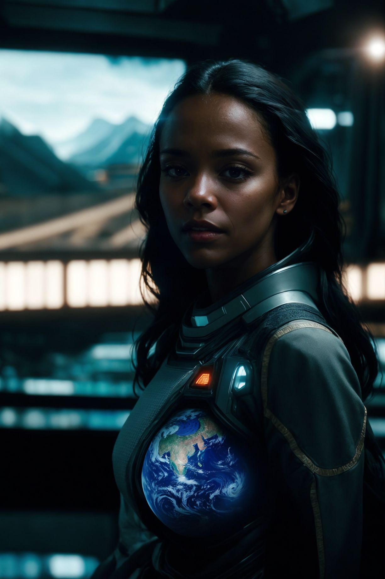 26072405-47552444-(realistic, photorealistic), dark skinned woman, (Zoe Saldana_0.6), landscape, movie screenshot, sharp details, the expanse scif.png